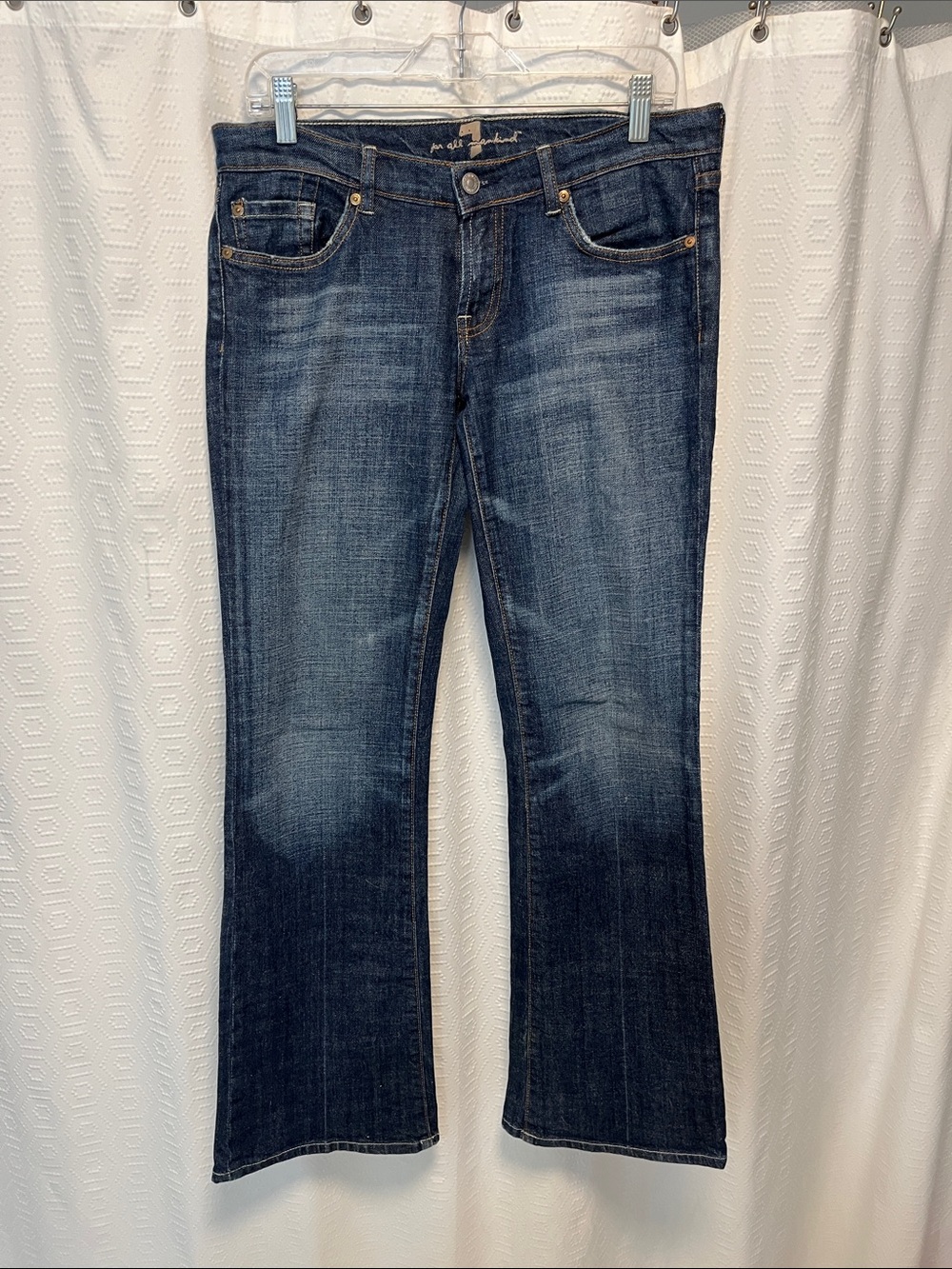 Vintage Y2K 7 For All Mankind Super Low Rise Bootcut Jeans Bling Pockets